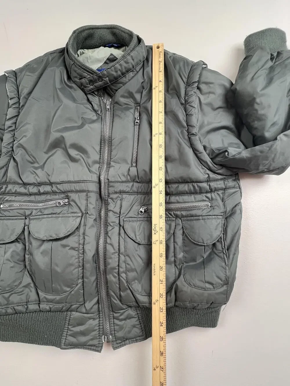 Vintage Arctic Circle Jacket Mens Large Gray Nylon Bomber Insulated Ski Winter